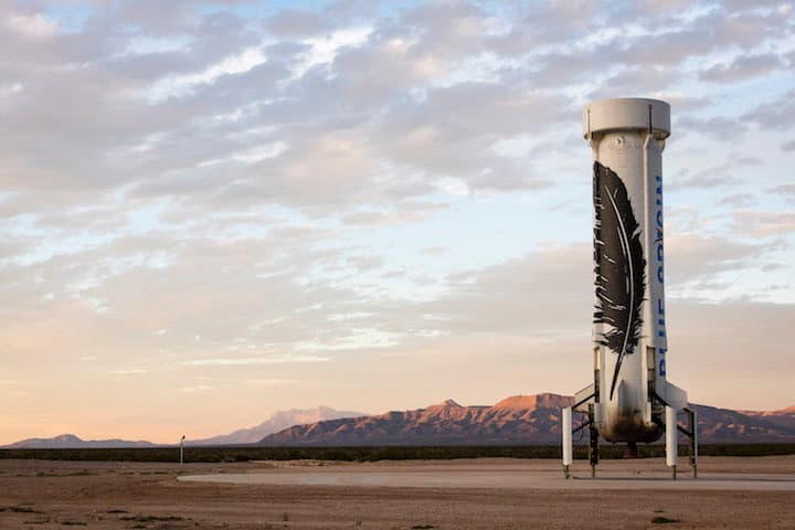 The first ever New Shepard landed booster on the pad following its historic flight.
